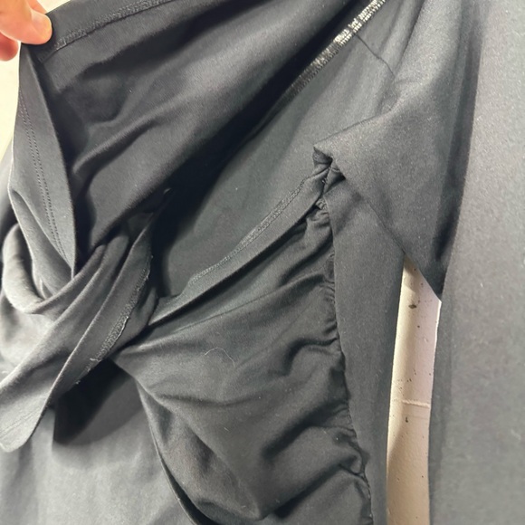 Abercrombie & Fitch Deep V Ponte Thick Knit Twisted Wrap Front Dress 3/4 Sleeve - Picture 7 of 14